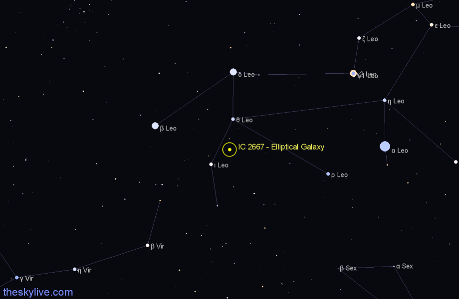 Finder chart IC 2667 - Elliptical Galaxy in Leo star