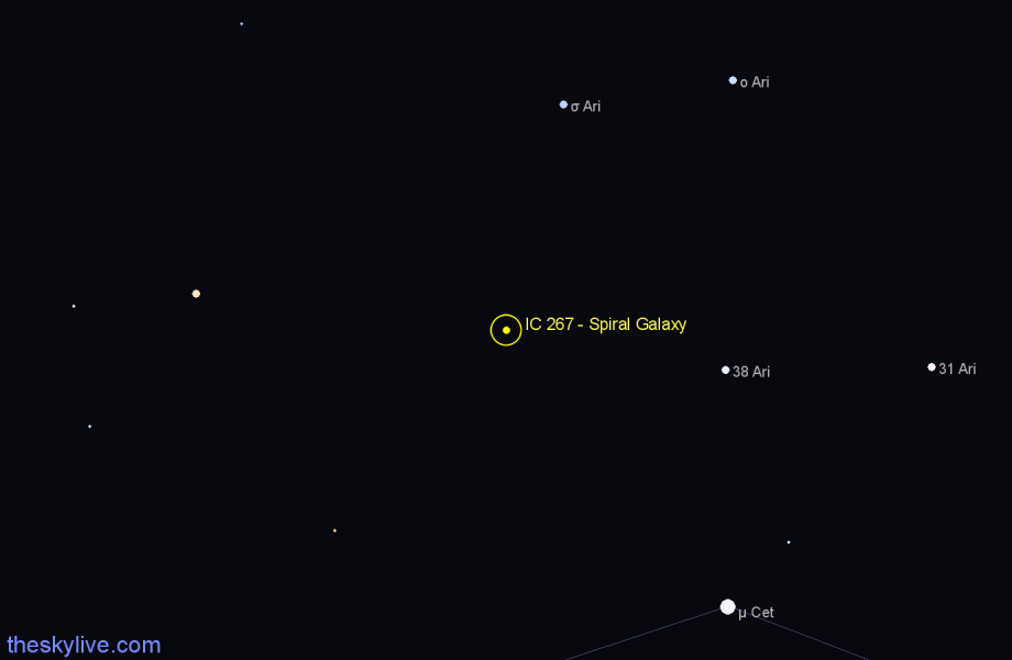 Finder chart IC 267 - Spiral Galaxy in Aries star