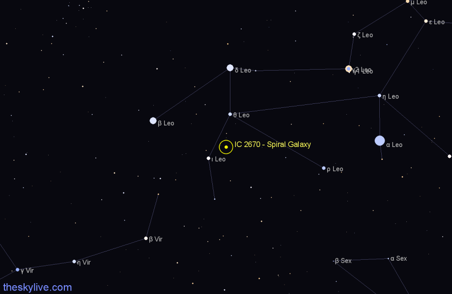 Finder chart IC 2670 - Spiral Galaxy in Leo star