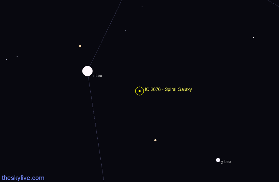 Finder chart IC 2676 - Spiral Galaxy in Leo star