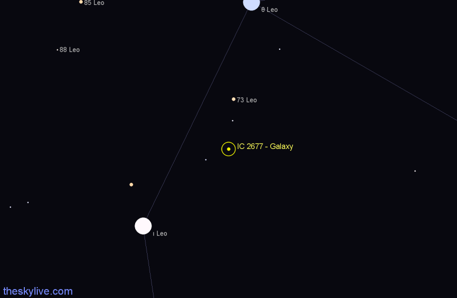 Finder chart IC 2677 - Galaxy in Leo star