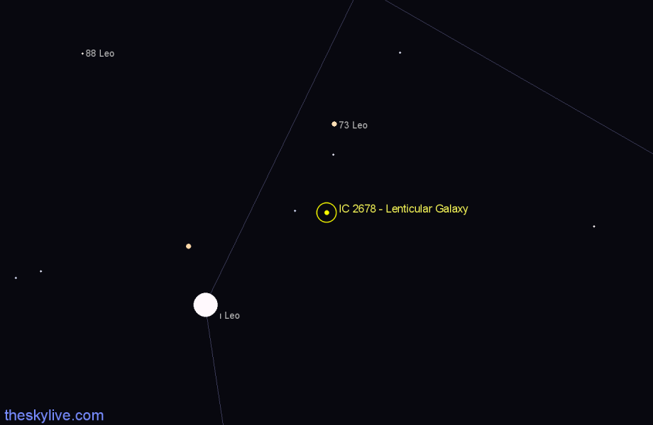 Finder chart IC 2678 - Lenticular Galaxy in Leo star