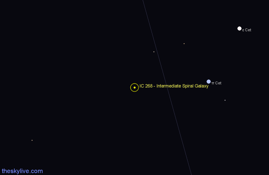 Finder chart IC 268 - Intermediate Spiral Galaxy in Eridanus star