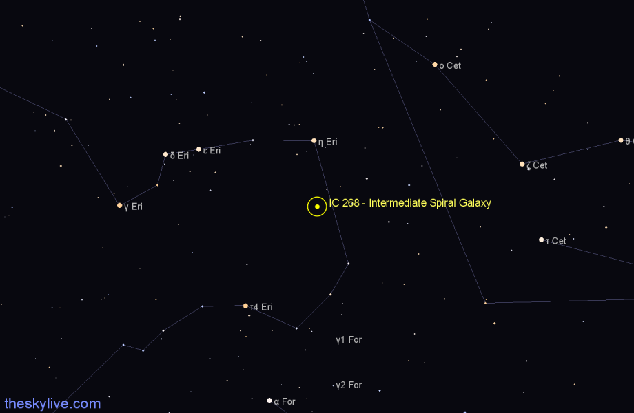 Finder chart IC 268 - Intermediate Spiral Galaxy in Eridanus star