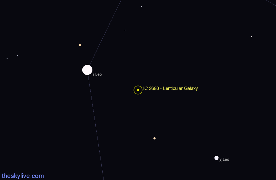 Finder chart IC 2680 - Lenticular Galaxy in Leo star