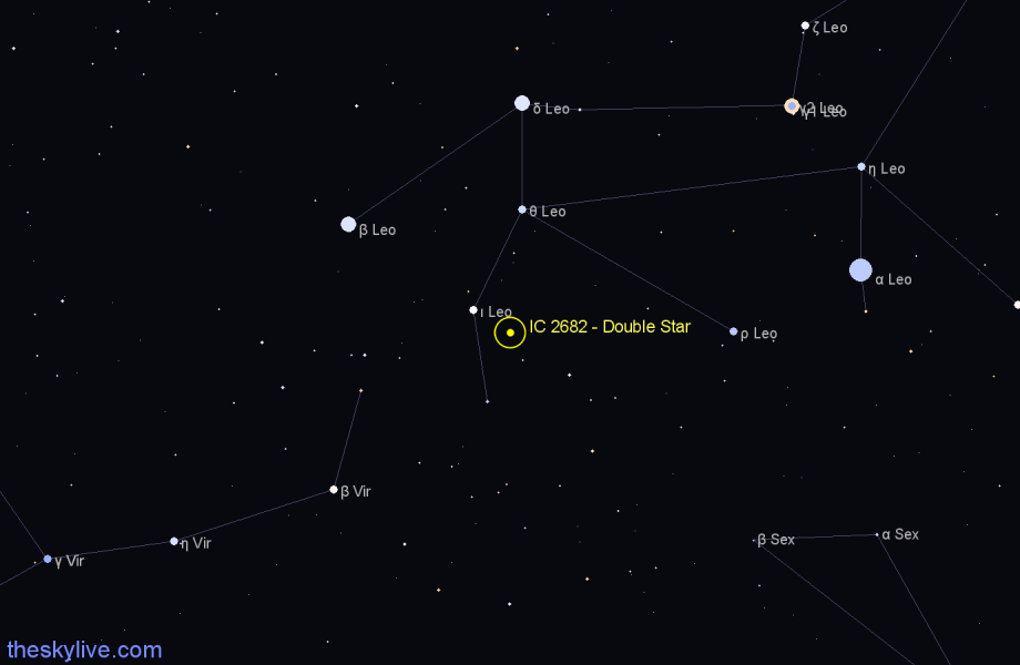 Finder chart IC 2682 - Double Star in Leo star