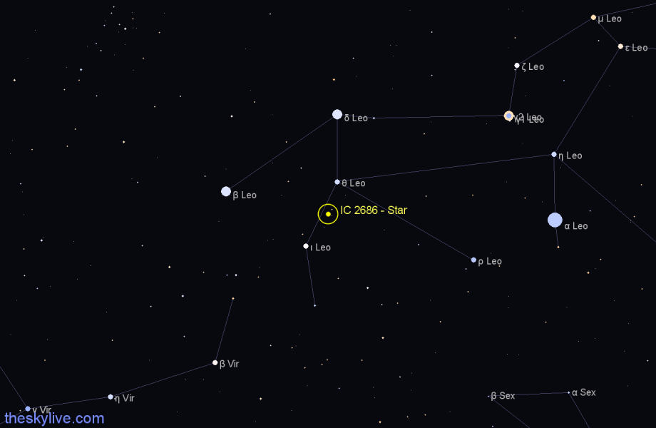 Finder chart IC 2686 - Star in Leo star