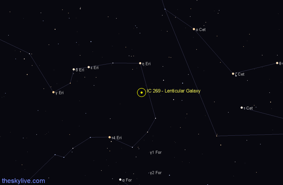 Finder chart IC 269 - Lenticular Galaxy in Eridanus star