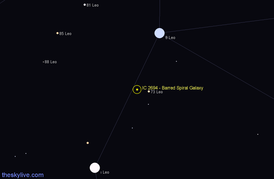 Finder chart IC 2694 - Barred Spiral Galaxy in Leo star