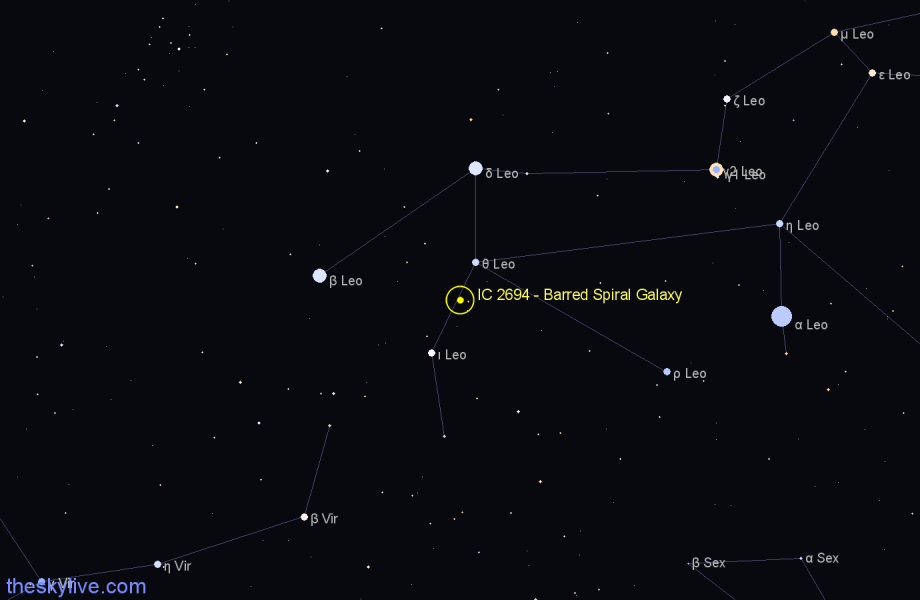 Finder chart IC 2694 - Barred Spiral Galaxy in Leo star