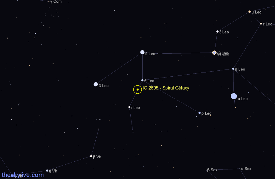 Finder chart IC 2695 - Spiral Galaxy in Leo star