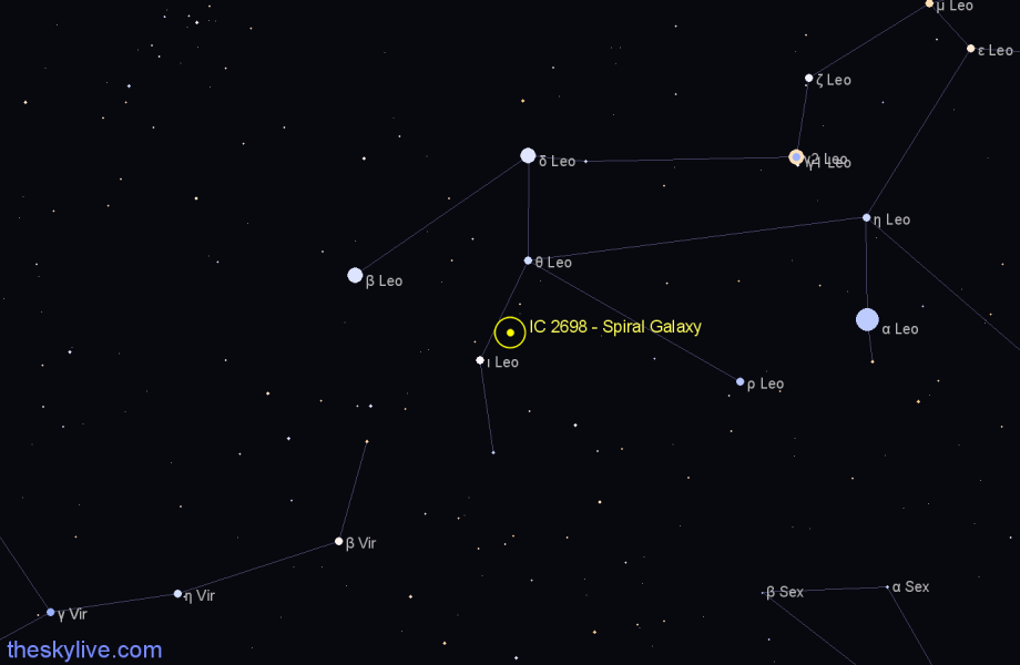 Finder chart IC 2698 - Spiral Galaxy in Leo star