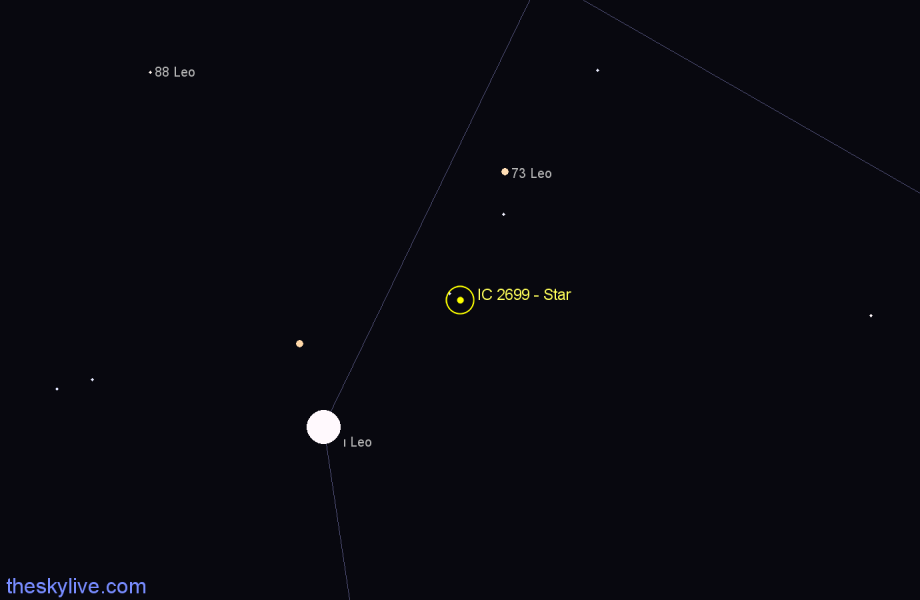 Finder chart IC 2699 - Star in Leo star