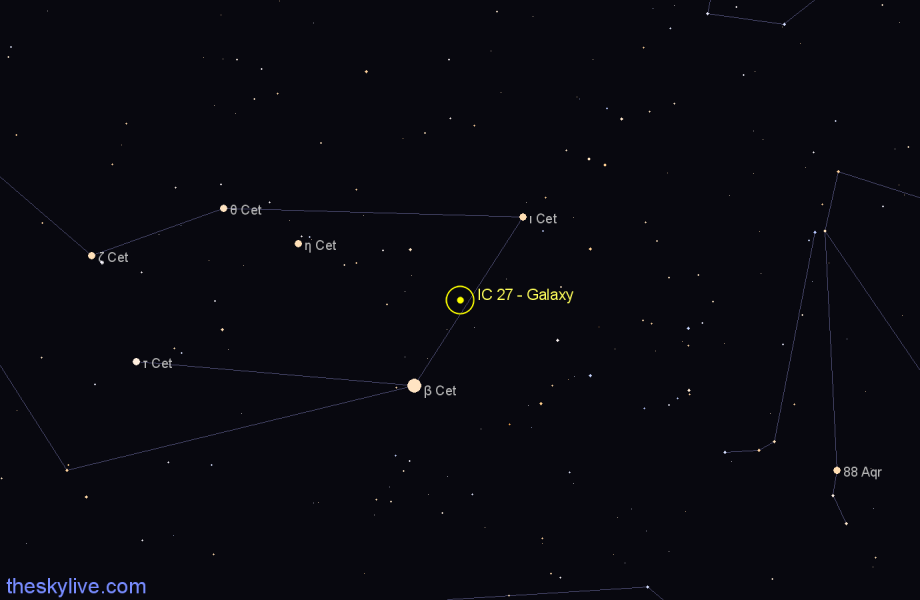 Finder chart IC 27 - Galaxy in Cetus star