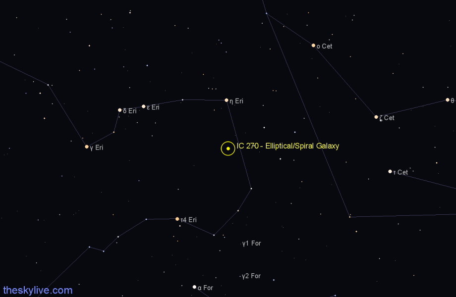 Finder chart IC 270 - Elliptical/Spiral Galaxy in Eridanus star