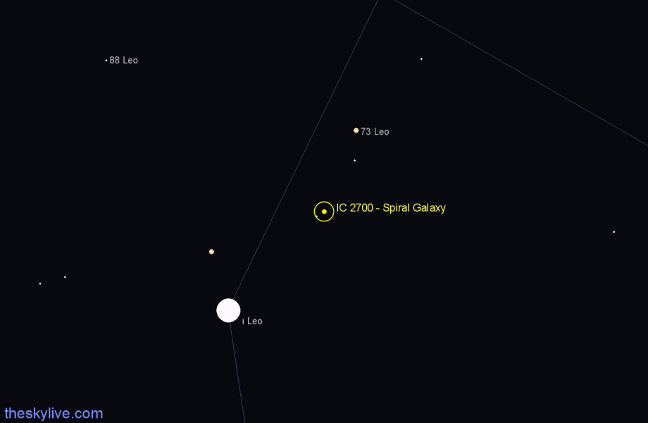 Finder chart IC 2700 - Spiral Galaxy in Leo star