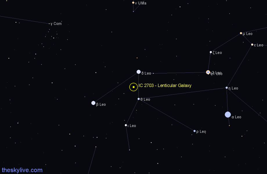 Finder chart IC 2703 - Lenticular Galaxy in Leo star