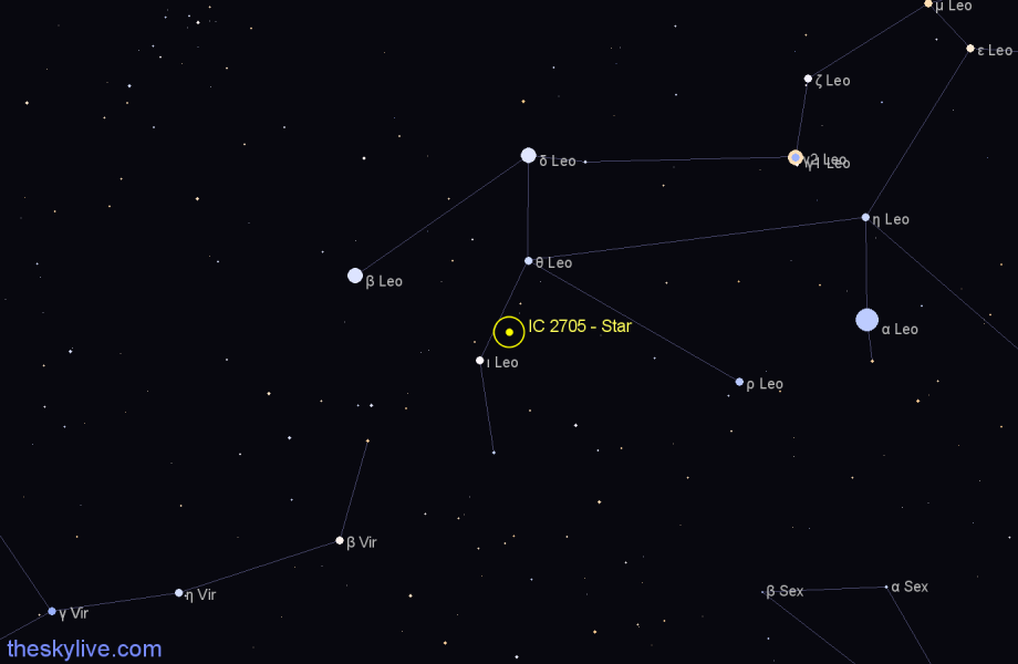 Finder chart IC 2705 - Star in Leo star