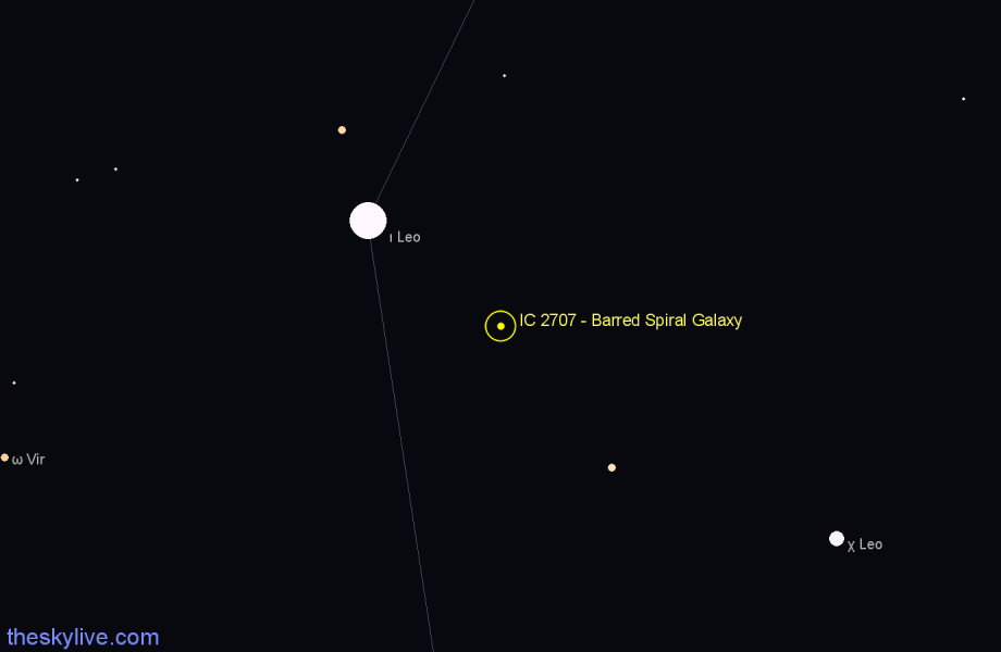 Finder chart IC 2707 - Barred Spiral Galaxy in Leo star