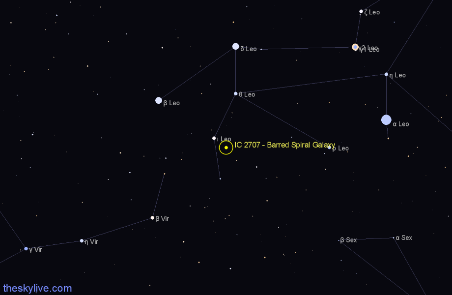 Finder chart IC 2707 - Barred Spiral Galaxy in Leo star