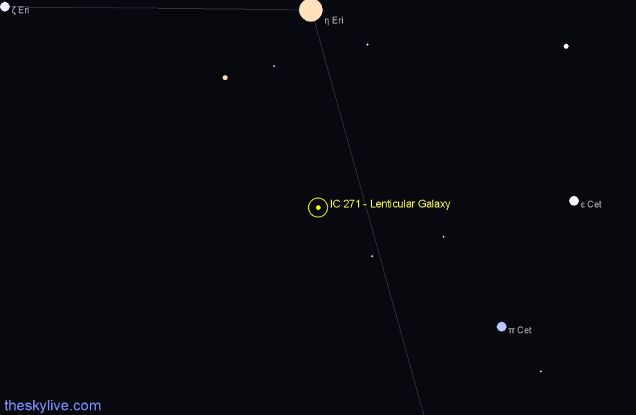 Finder chart IC 271 - Lenticular Galaxy in Eridanus star