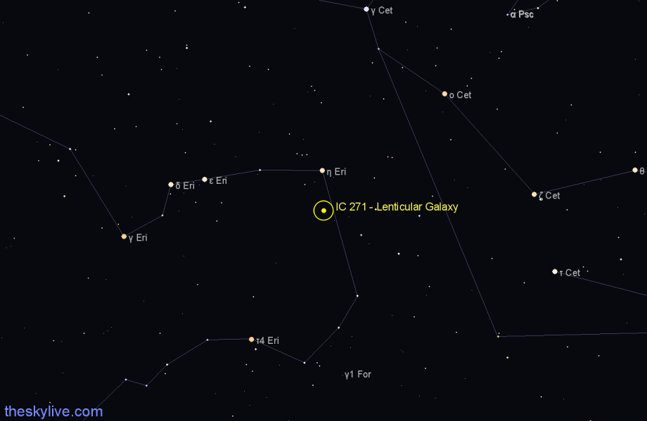 Finder chart IC 271 - Lenticular Galaxy in Eridanus star