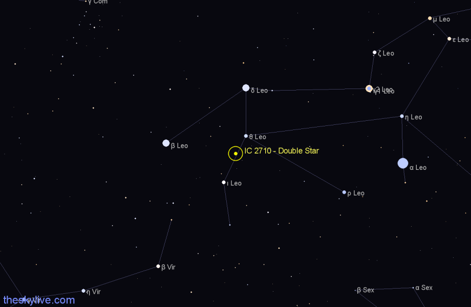 Finder chart IC 2710 - Double Star in Leo star