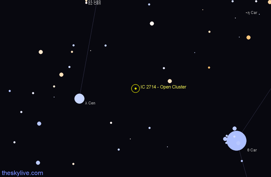 Finder chart IC 2714 - Open Cluster in Carina star