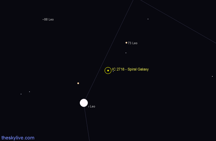 Finder chart IC 2718 - Spiral Galaxy in Leo star