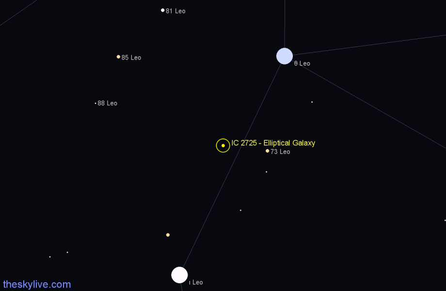 Finder chart IC 2725 - Elliptical Galaxy in Leo star