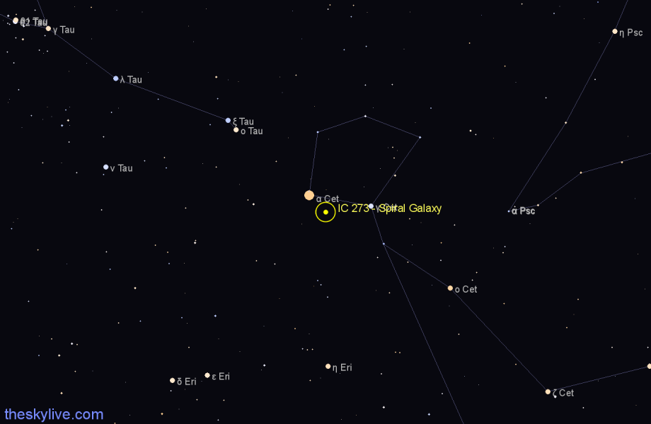 Finder chart IC 273 - Spiral Galaxy in Cetus star