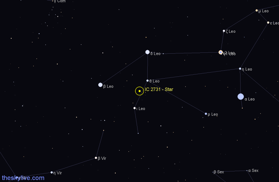 Finder chart IC 2731 - Star in Leo star