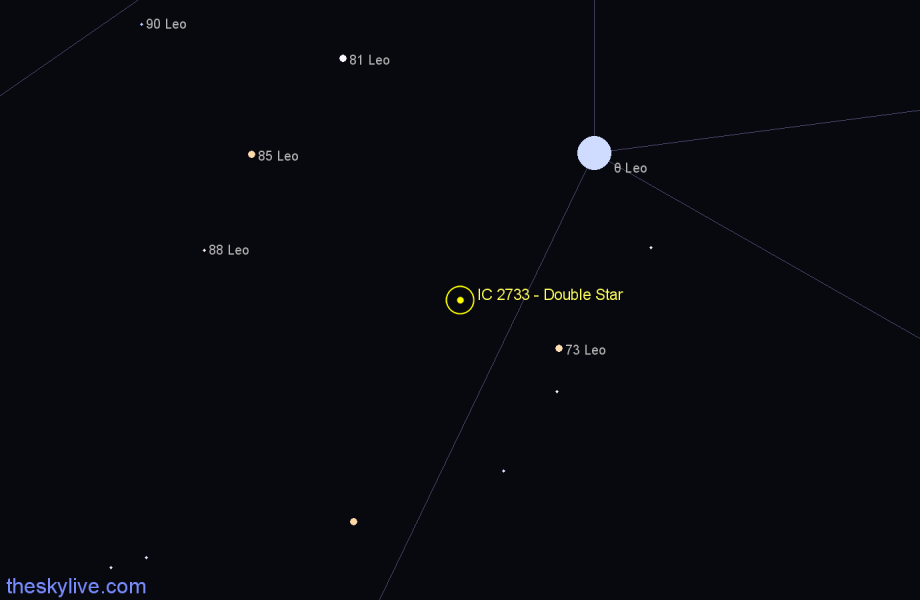 Finder chart IC 2733 - Double Star in Leo star