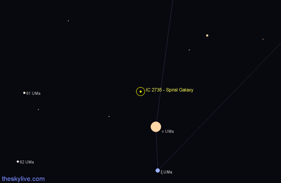 Finder chart IC 2735 - Spiral Galaxy in Ursa Major star