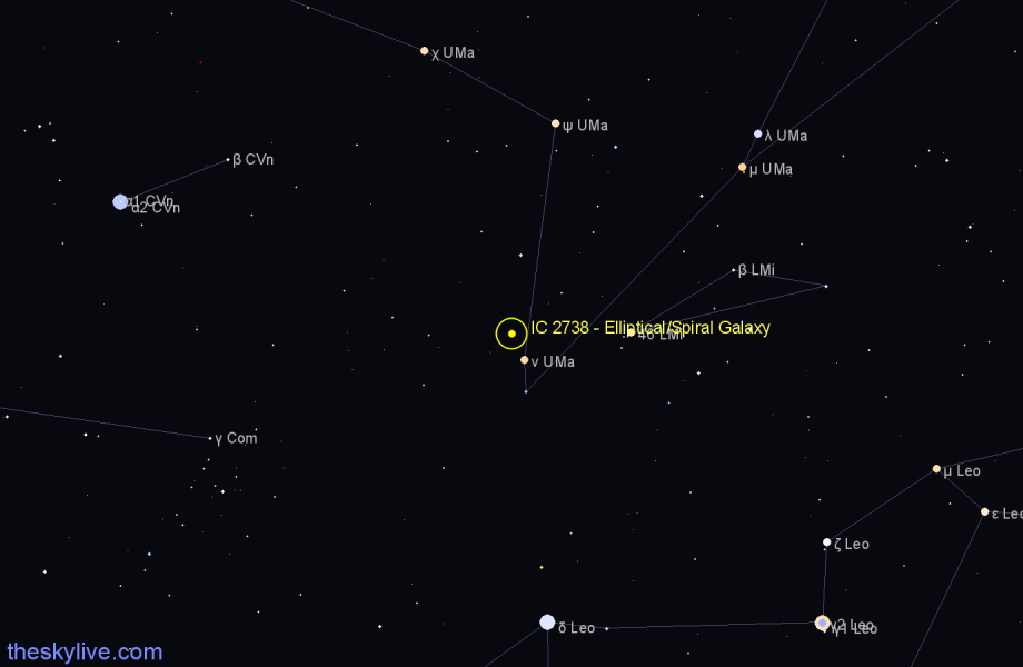 Finder chart IC 2738 - Elliptical/Spiral Galaxy in Ursa Major star