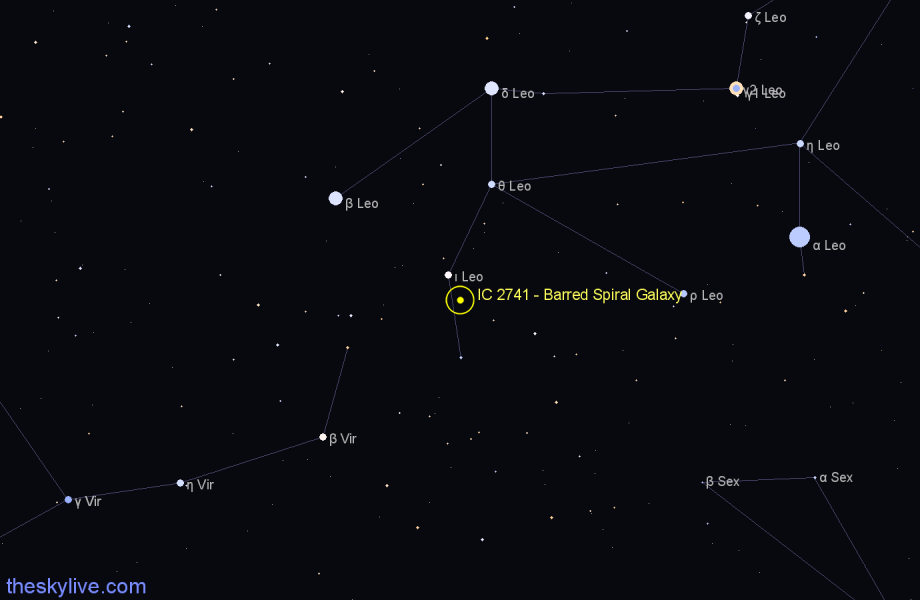 Finder chart IC 2741 - Barred Spiral Galaxy in Leo star