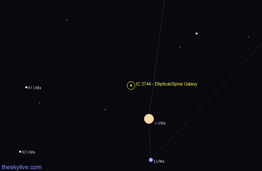 Finder chart IC 2744 - Elliptical/Spiral Galaxy in Ursa Major star