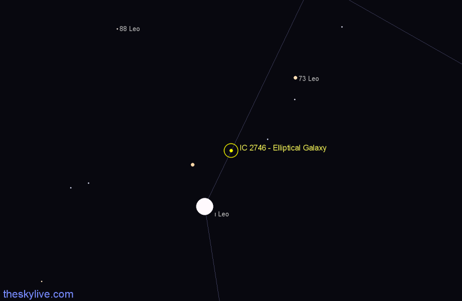 Finder chart IC 2746 - Elliptical Galaxy in Leo star