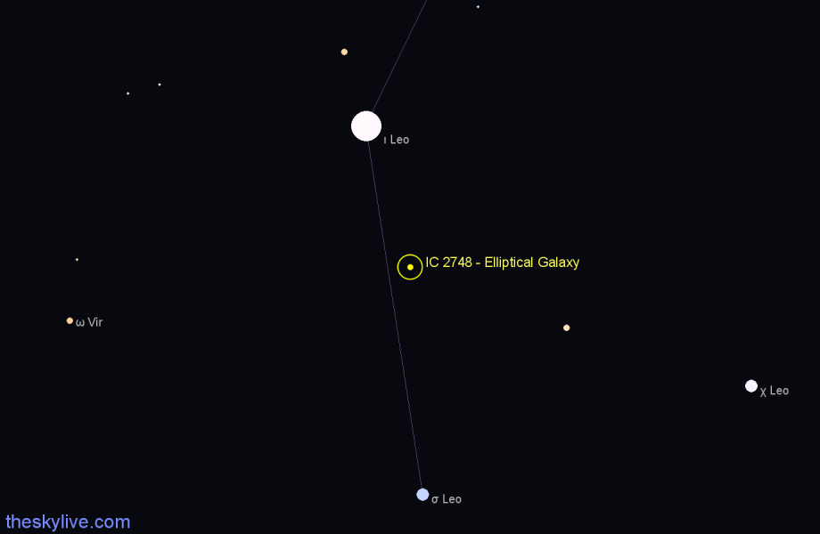 Finder chart IC 2748 - Elliptical Galaxy in Leo star