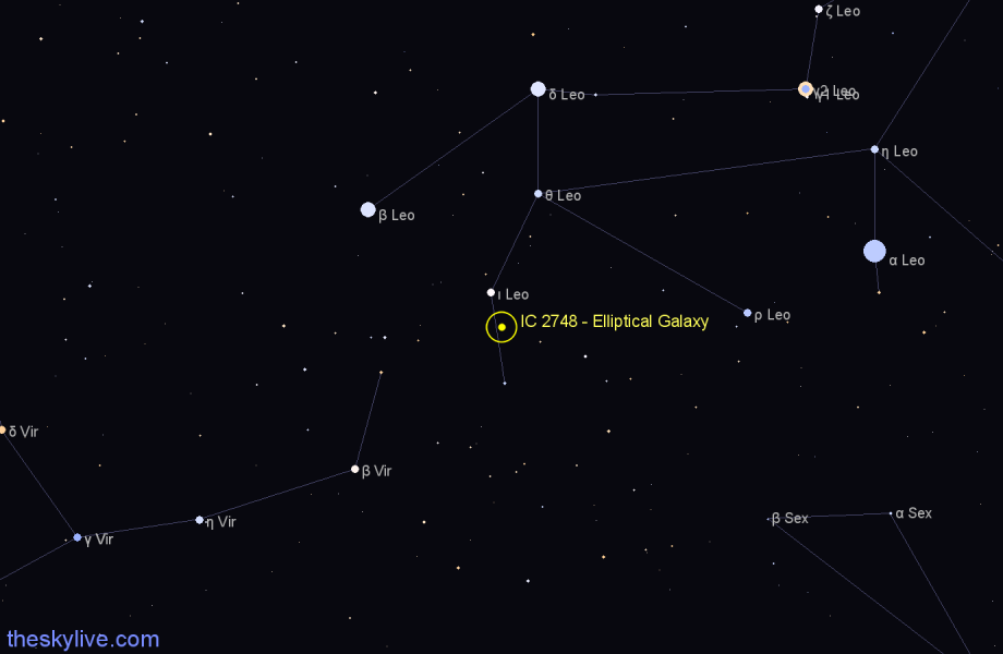 Finder chart IC 2748 - Elliptical Galaxy in Leo star