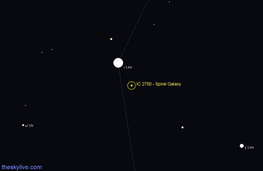 Finder chart IC 2750 - Spiral Galaxy in Leo star