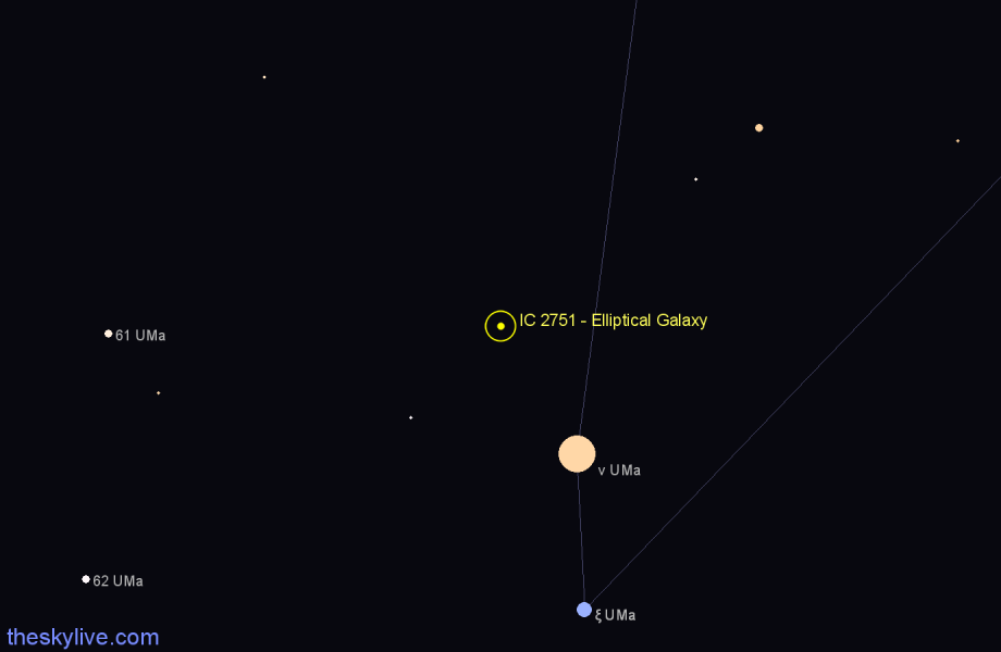 Finder chart IC 2751 - Elliptical Galaxy in Ursa Major star