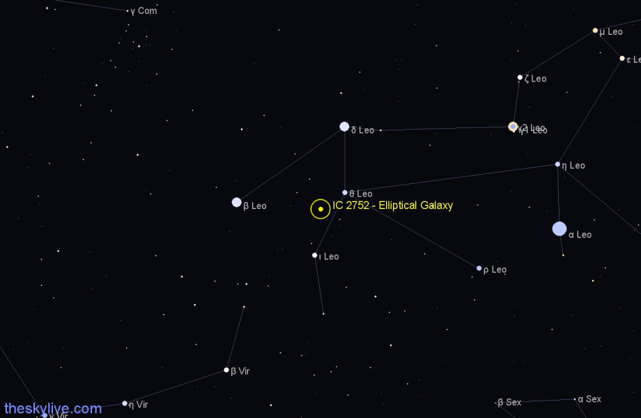 Finder chart IC 2752 - Elliptical Galaxy in Leo star