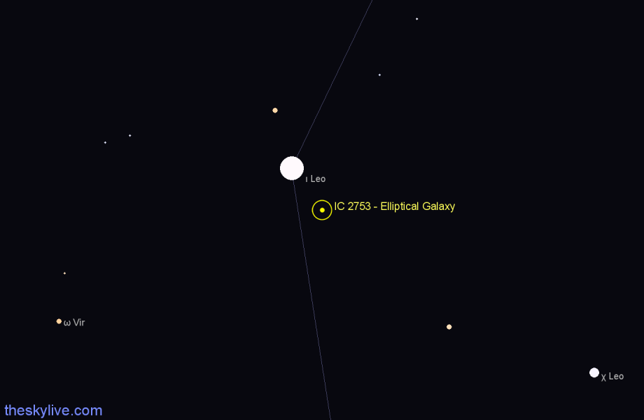 Finder chart IC 2753 - Elliptical Galaxy in Leo star