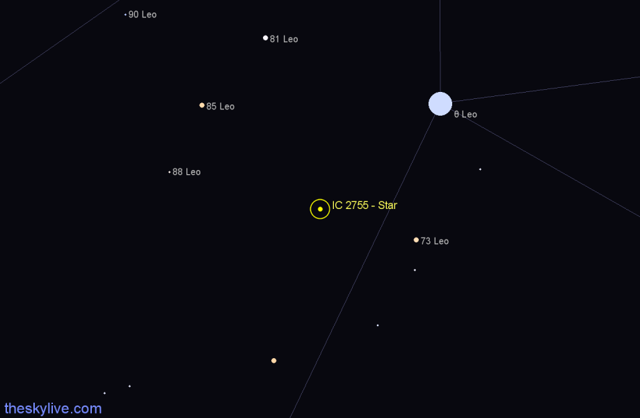 Finder chart IC 2755 - Star in Leo star