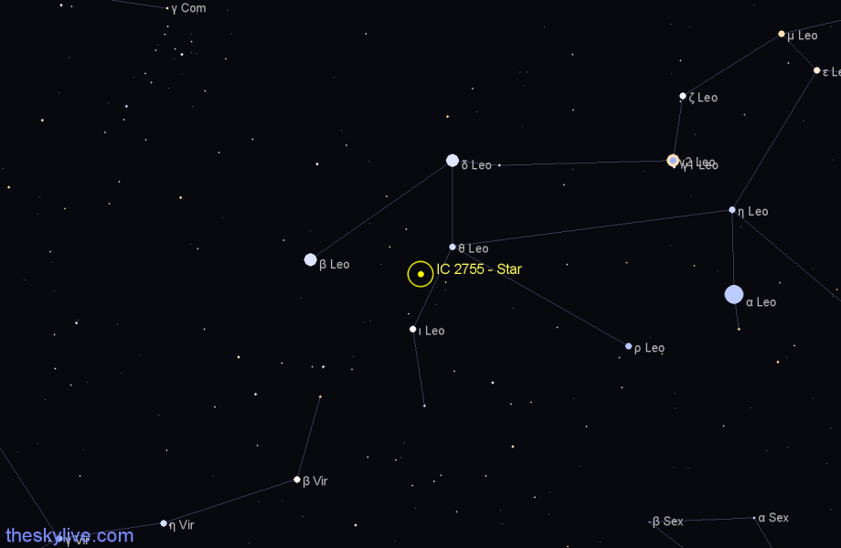 Finder chart IC 2755 - Star in Leo star