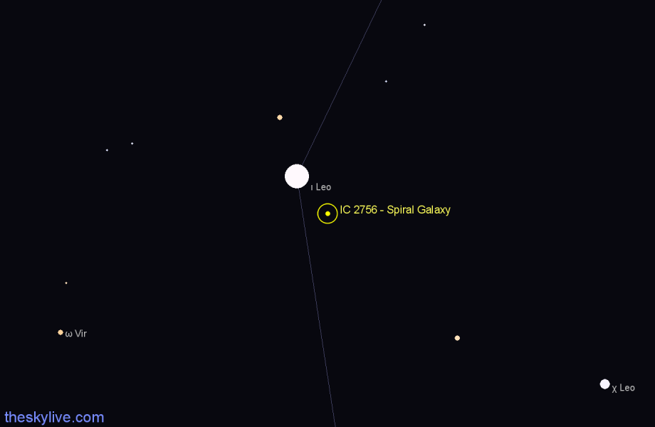 Finder chart IC 2756 - Spiral Galaxy in Leo star