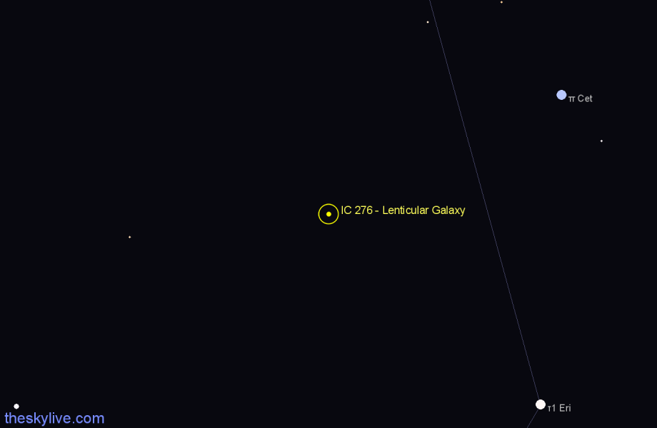 Finder chart IC 276 - Lenticular Galaxy in Eridanus star