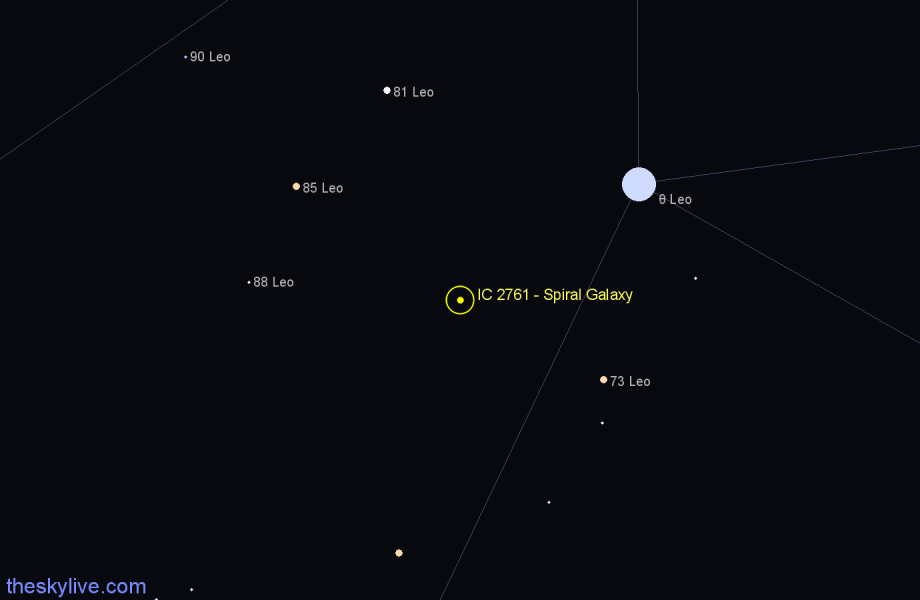 Finder chart IC 2761 - Spiral Galaxy in Leo star