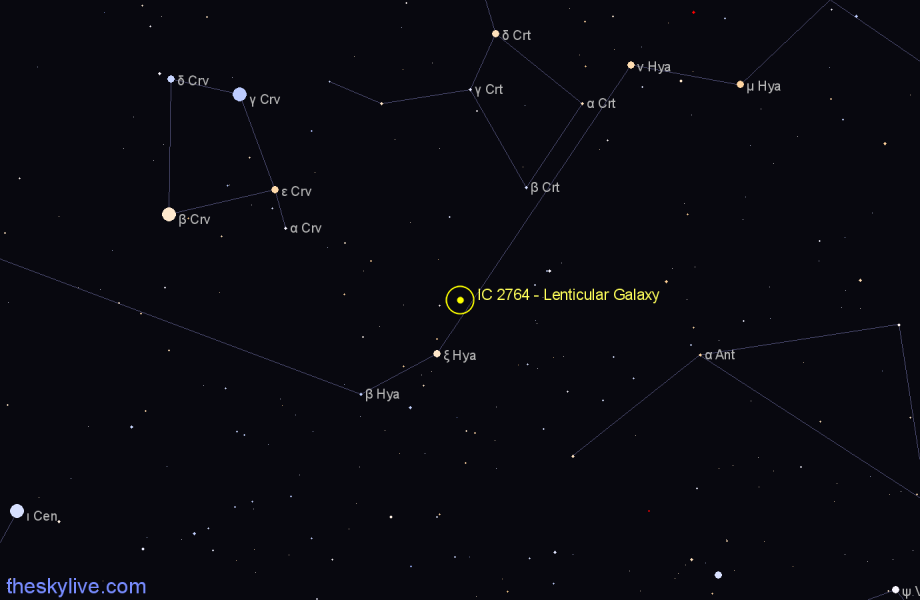 Finder chart IC 2764 - Lenticular Galaxy in Hydra star